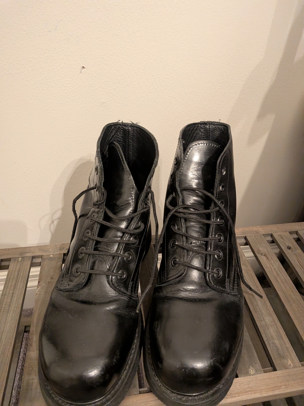 Men's Black Leather Lace-Up Boots, Military/Combat/Police Style, Vibram Soles